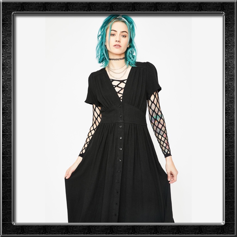 Black Button Down Midi Dress